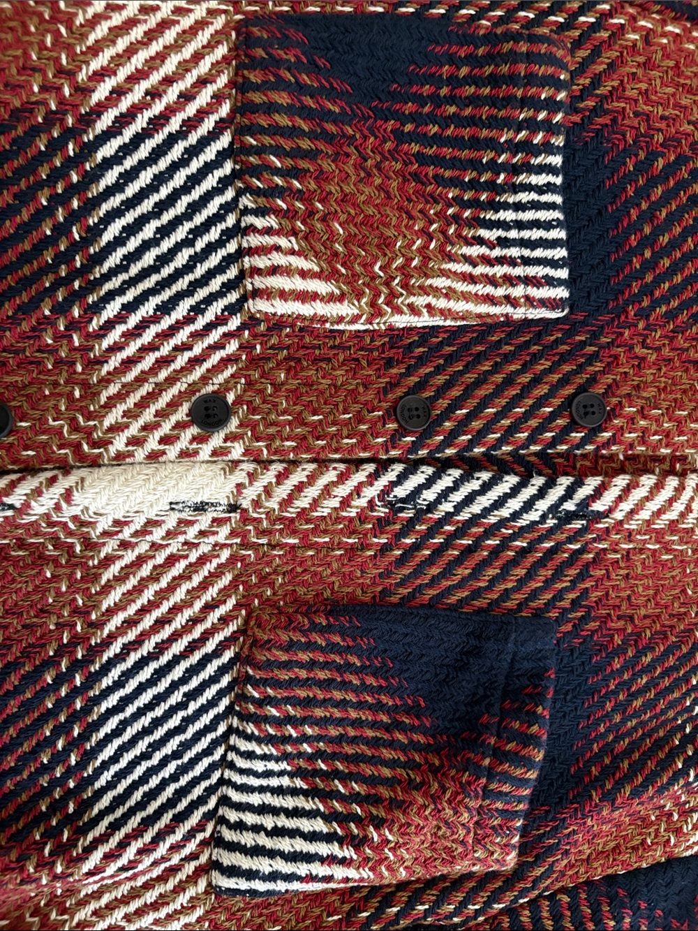 WAX London Plaid Button-Up Shacket in Rust, Navy & Cream - Picture 5 of 5